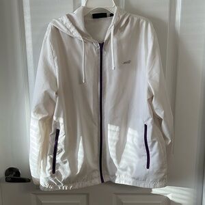 AVIA: White, Polyester, Athletic Sport, Hooded Jacket, Size Large